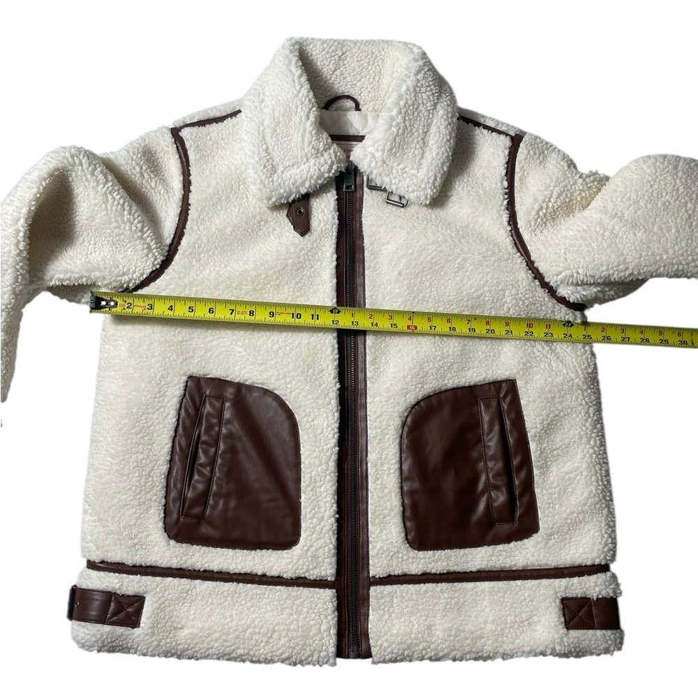 Levi's Faux Sherpa Moto Coat Jacket Women's size 1X white brown quilted NWT $290 - Picture 4 of 9
